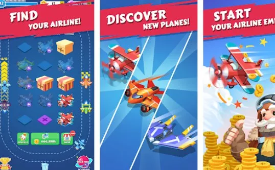 Gameplay screenshot from merge plane click and idle tycoon for Android