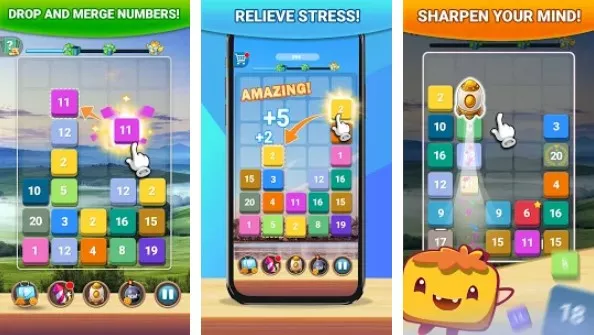 Gameplay screenshot from merge plus number puzzle for Android
