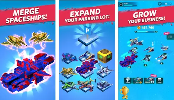 Gameplay screenshot from merge space ships cyber future merger 3d for Android