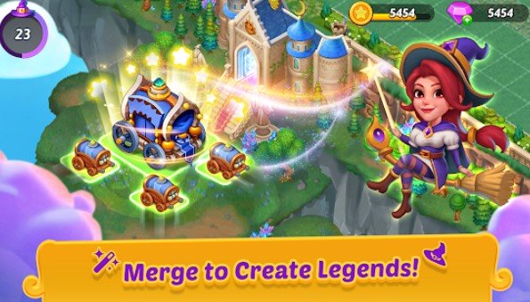 Gameplay screenshot from merge witches merge and match to discover calm life for Android