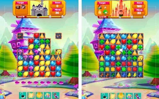 Gameplay screenshot from mermaid treasure hunting no ads match3 puzzle for Android