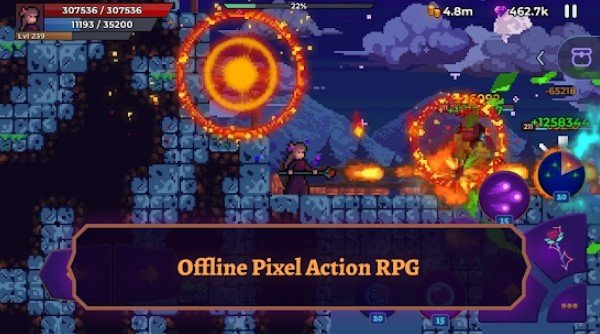 Gameplay screenshot from moonrise arena pixel action rpg for Android