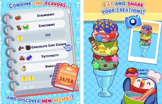 Gameplay screenshot from my ice cream maker frozen dessert making game for Android