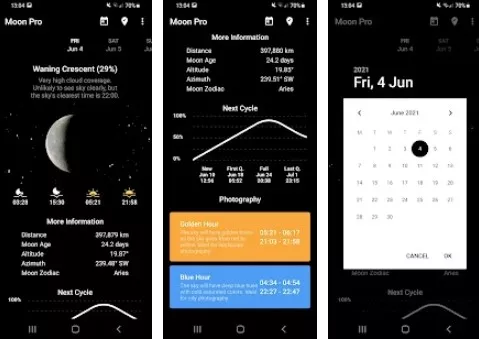 Gameplay screenshot from my moon phase pro for Android