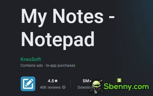 my notes notepad