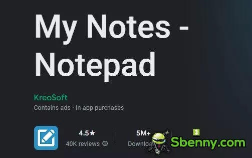 my notes notepad