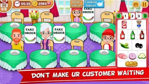 Gameplay screenshot from my sandwich shop cooking and restaurant chef game for Android