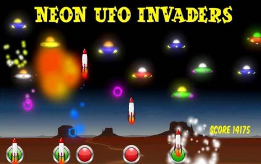 Gameplay screenshot from neon ufo invaders pro for Android