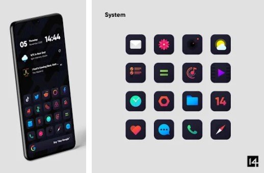 pack d'icônes nova dark icônes en forme de carré arrondi APK Android