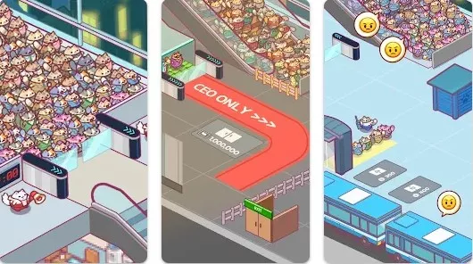 Gameplay screenshot from office cat idle tycoon games for Android