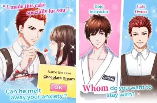 Gameplay screenshot from otome game love triangle for Android