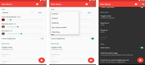 Gameplay screenshot from red moon screen flter for Android