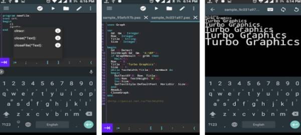 Gameplay screenshot from pascal n ide editor and compiler programming for Android