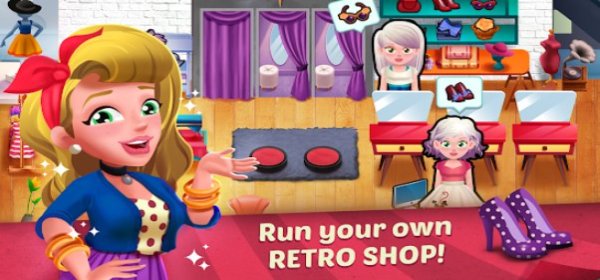 Gameplay screenshot from retro style dash fashion shop simulator game for Android