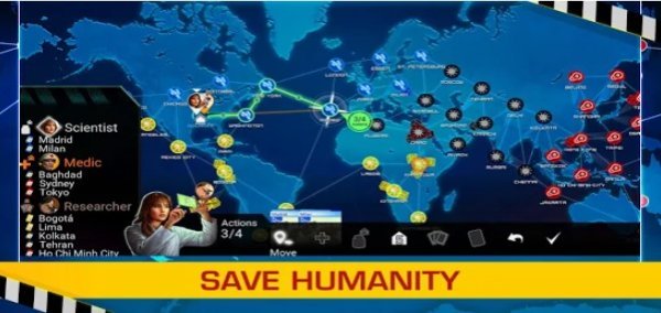 Gameplay screenshot from pandemic the board game for Android