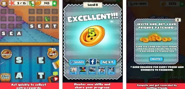 Gameplay screenshot from patch words word puzzle game for Android