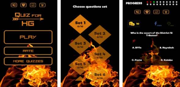Gameplay screenshot from quiz for hunger games for Android