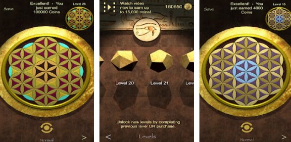 Gameplay screenshot from philosopher s stone a flower of life puzzle for Android