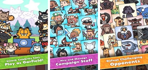 Gameplay screenshot from politicats free clicker game for Android