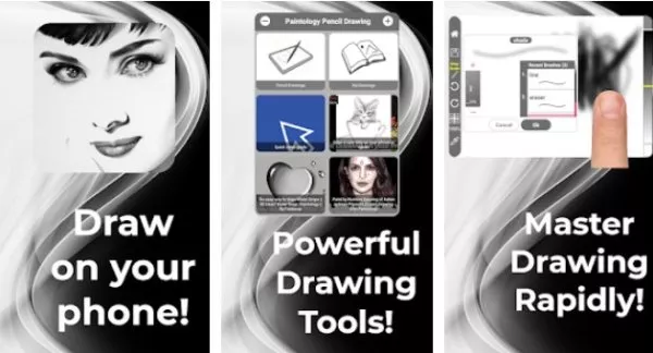 Gameplay screenshot from paintology pencil drawing real drawing app for Android
