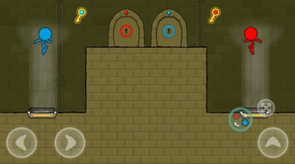 Gameplay screenshot from red and blue stickman animation parkour for Android