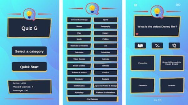 Gameplay screenshot from quiz g for Android