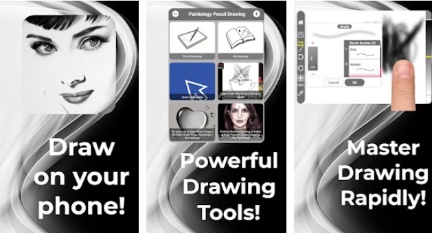 Gameplay screenshot from paintology pencil drawing real drawing app for Android