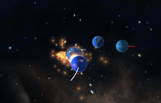 Gameplay screenshot from particle sandbox gravity sim for Android