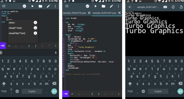 Gameplay screenshot from pascal n ide editor and compiler programming for Android