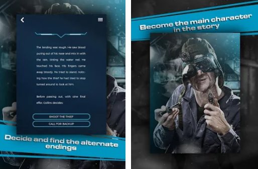 Gameplay screenshot from past mistakes science fiction dystopian book app for Android