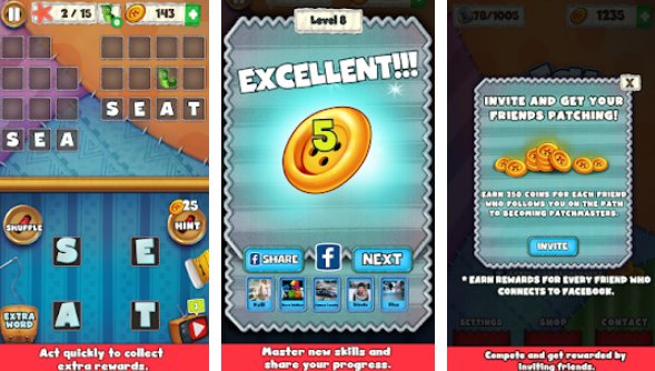 Gameplay screenshot from patch words word puzzle game for Android