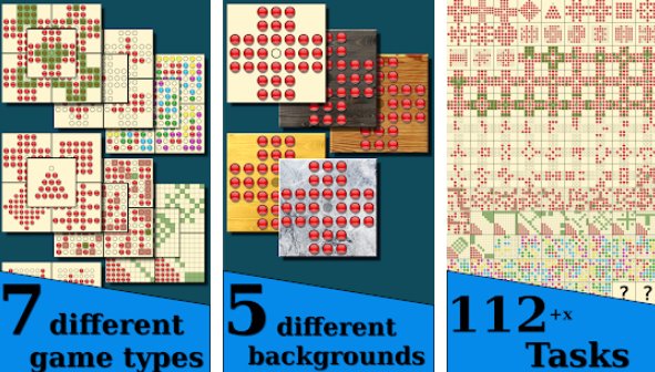 Gameplay screenshot from pegs solitaire halma boardgame for Android