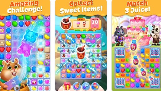 Gameplay screenshot from pet candy puzzle match 3 games for Android