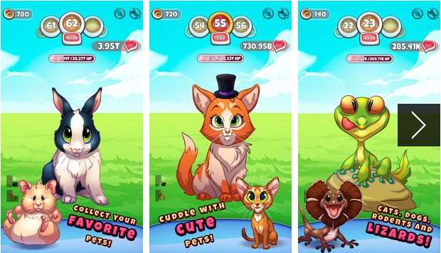 Gameplay screenshot from pet petters cutest idle game for Android