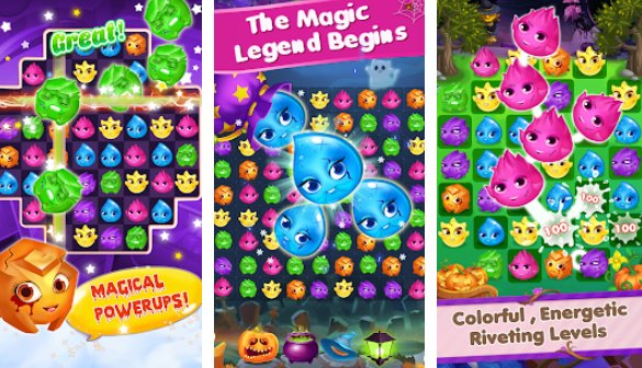 Gameplay screenshot from pets halloween match 3 for Android