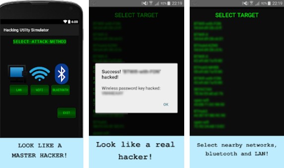 Gameplay screenshot from phone hacker tools simulator for Android
