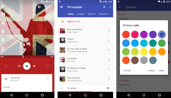 Gameplay screenshot from phonograph music player for Android