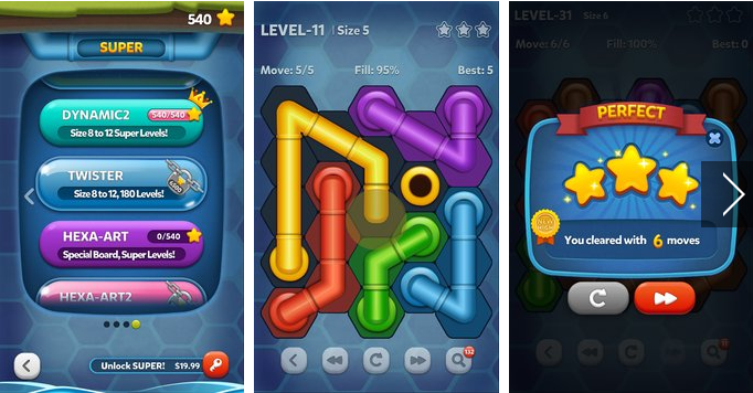 Gameplay screenshot from pipe lines hexa for Android