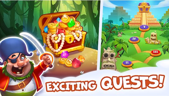 Gameplay screenshot from pirate treasures gems puzzle for Android