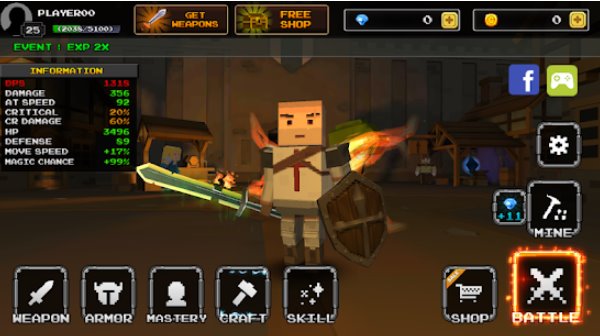 Gameplay screenshot from pixel blade vip action rpg for Android