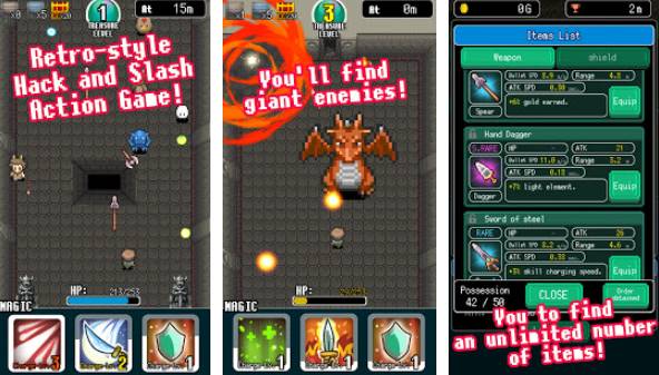 Gameplay screenshot from pixel dungeon hero for Android