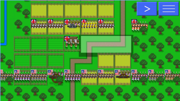 Gameplay screenshot from pixel soldiers saratoga 1777 for Android