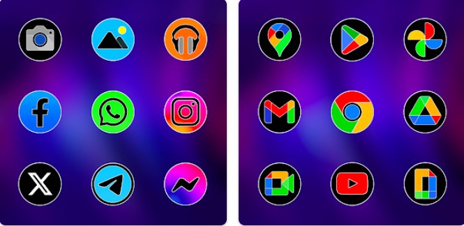 Gameplay screenshot from pixly fluo icon pack for Android