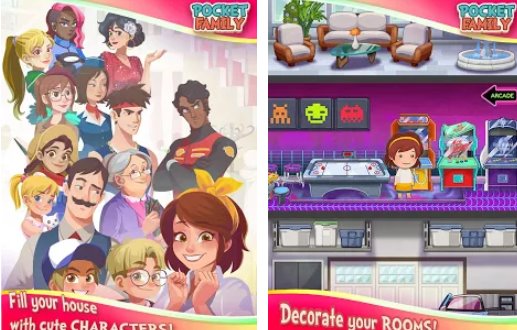 Gameplay screenshot from pocket family dreams play and build a virtual home for Android