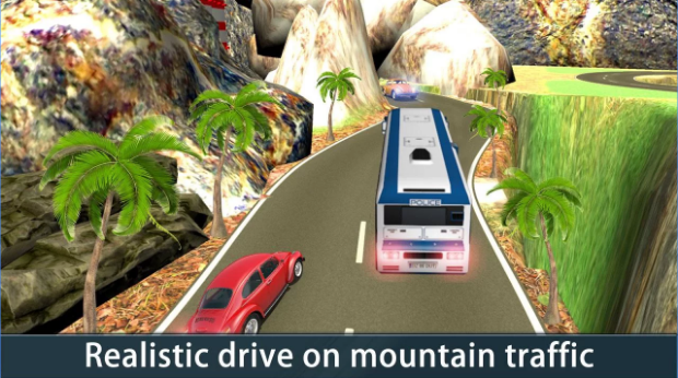 Gameplay screenshot from police bus uphill driver for Android