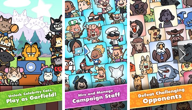 Gameplay screenshot from politicats free clicker game for Android