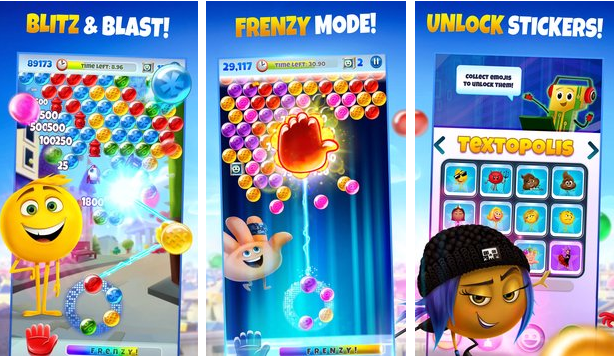 Gameplay screenshot from pop frenzy the emoji movie game for Android