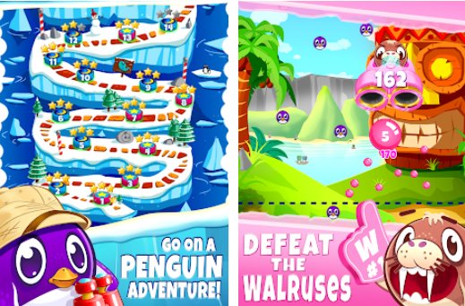 Gameplay screenshot from pop pop penguin bubble  bock blast for Android