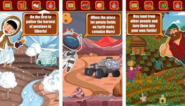 Gameplay screenshot from potato baron tap tap ile tycoon for Android