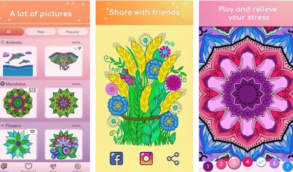 Gameplay screenshot from premium coloring book ccolor by number coloring for Android